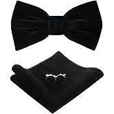 PACGOTH Velvet Bow Tie for Men - Pre-Tied Vintage Tuxedo Set With Cufflinks, Pocket Square and Gift Box