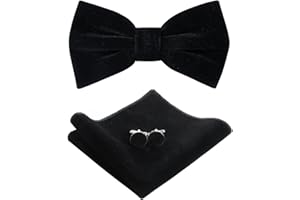 PACGOTH Velvet Bow Ties for Men Pre-Tie Bow Ties Vintage Tuxedo Bow Ties Cufflinks Pocket Square Sets With Gift Box