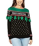 Tipsy Elves Womens Cute Christmas Tree Tassel Black