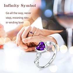 Shysnow Amethyst Birthstone February Ring for Women