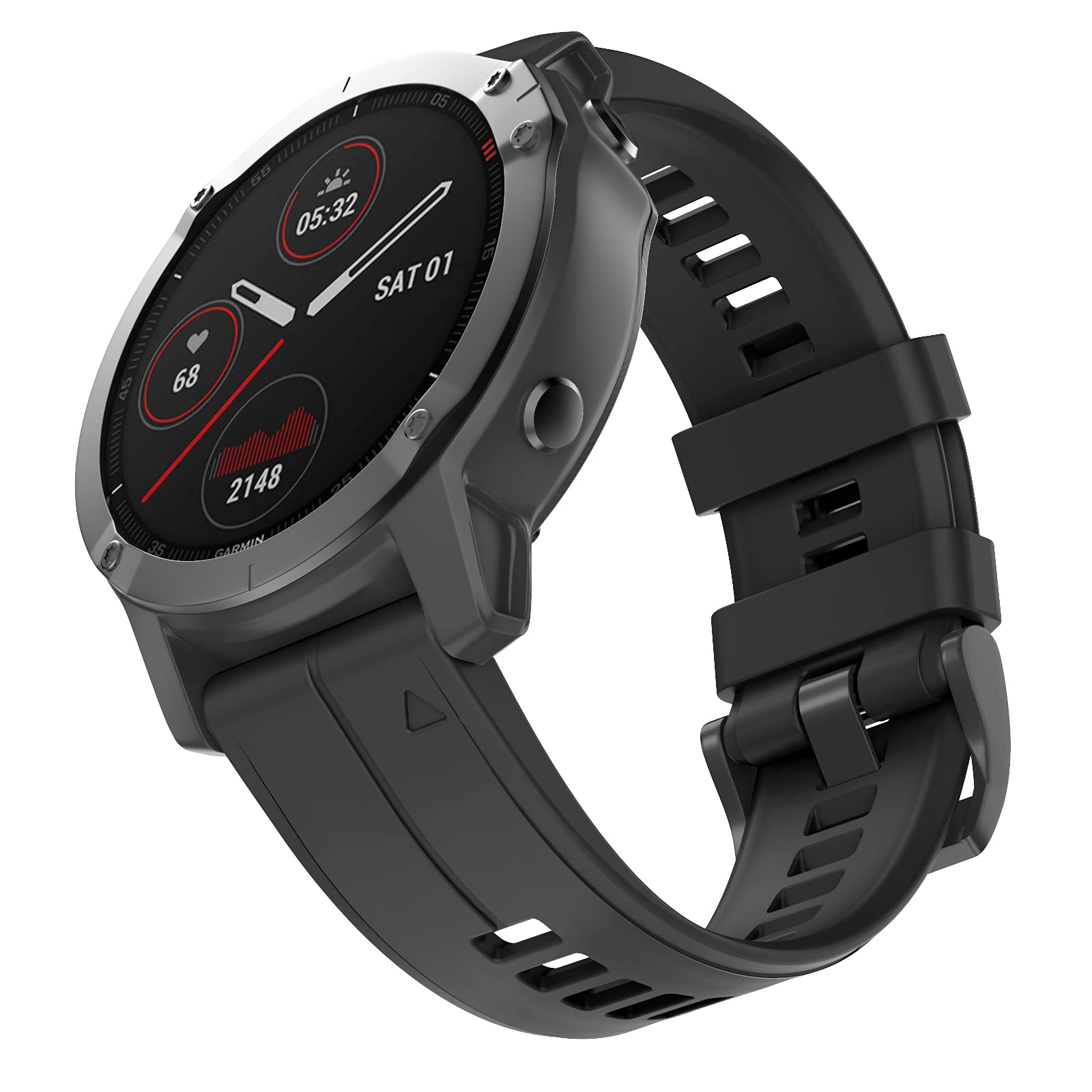 OVERSTEP for Garmin Fenix 5/6/7 Strap, 22mm Width Soft Silicone Replacement Band Watch Strap for Fenix 5/6/7, Forerunner 935/945, Approach S60, Quatix 5