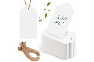 SallyFashion 200PCS Gift Tags with String Attached, 2.8×1.7 Inch Hang Tags for Presents DIY Weddings Bridal and Baby Showers Birthdays