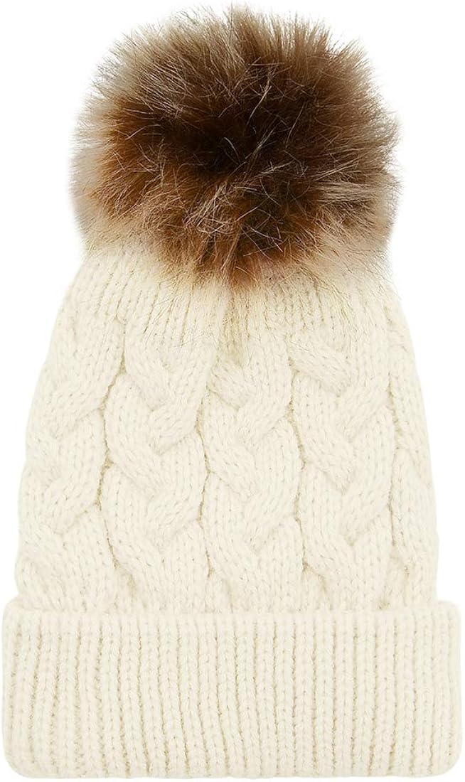 Durio Baby Girl Hats Knit Baby Winter Hat Cute Baby Beanies for Girls Boys Thick Warm Toddler Hat B Pink One Size: Clothing