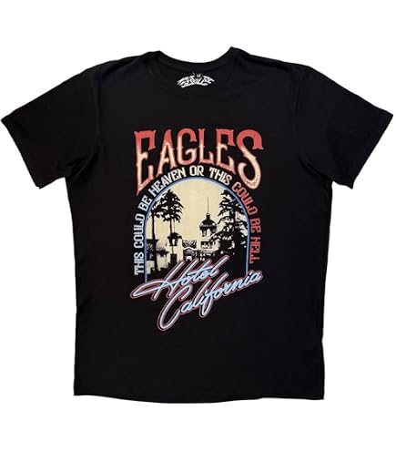Amazon.com: Eagles T Shirt Hotel California Album Cover Band Logo