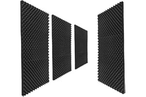 ZHOJEREL 2 "X24" X 48 "egg box foam pad sound insulation foam board home studio foam wall panel noise reduction foam wedge decorative tile, suitable for music room, office, theater (1 piece black)