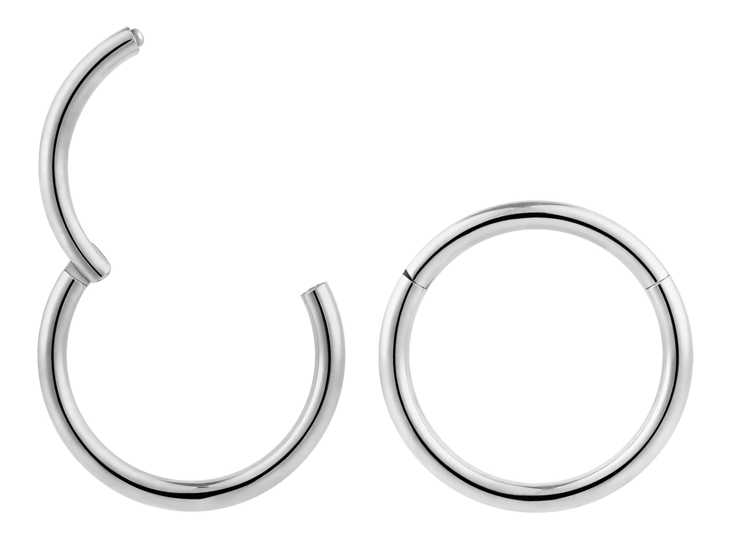 (8mm 16G) 2PCS Titanium Implant Grade Septum Jewellery Hinged Segment Ring Body Piercing Hoop Lip Rings Helix Cartilage Rook Sleeper Earrings Nickel Free Hypoallergenic