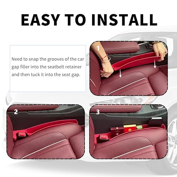 2PCS NEW CAR SEAT GAP FILLER WITH 2 STORAGE AREAS,STYLISH CAR SEAT GAP STORAGE FOR STABILIZING PHONE,KEYS WALLET,UNIVERSAL CAR SEAT GAP FILLER ORGANIZER INTERIOR ACCESSORIES (CARBON BLACK)