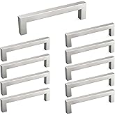 homdiy 10 Pack 5 Inch Brushed Nickel Cabinet Pulls Cabinet Handles Square Door Handles Modern Dresser Drawer Stainless Steel Hardware