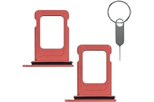 LOZOP 2 Pieces Sim Card Tray Holder with Waterproof Rubber & Eject Pin Replacement for iPhone 13 6.1 Inch (Red)