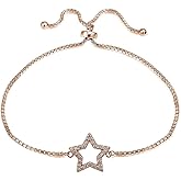 Hoops & Loops Sterling Silver Cubic Zirconia Star Adjustable Bracelet