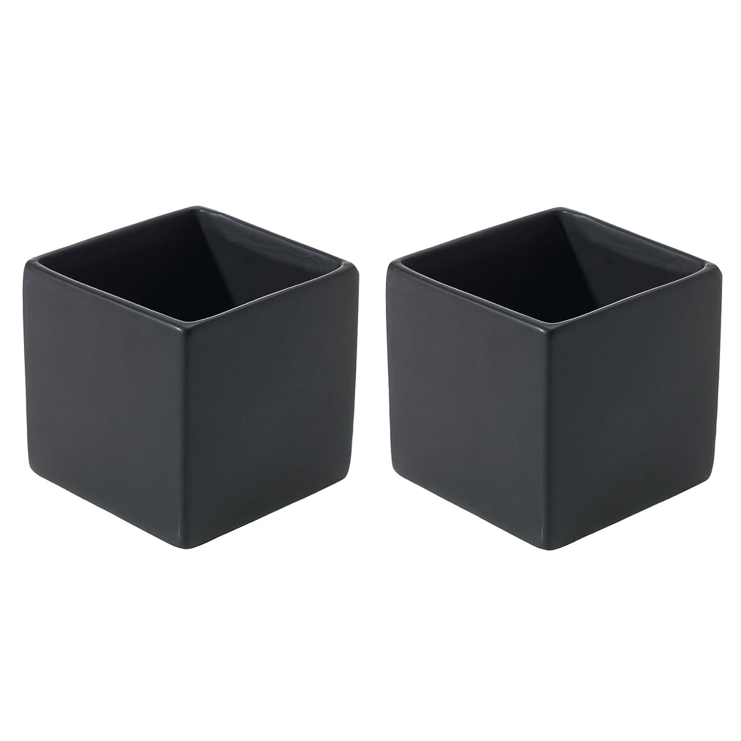 Accent Decor Matte Black Square 3 25 X 3 25 Ceramic Urban Vase Set