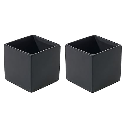 Accent Decor Matte Black Square 3 25 X 3 25 Ceramic Urban Vase Set