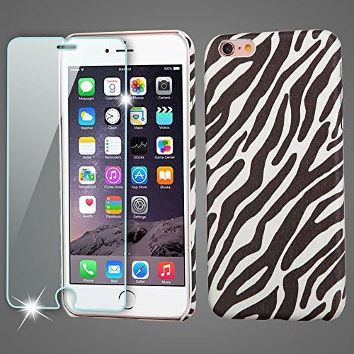 iPhone 6S Plus Case, iPhone 6 Plus Case by MyTurtleTM Hard Plastic Hybrid 3 Layer Protective Full Cover Slim Case Includes Stylus Pen and Screen Protector (Zebra Skin Mod Leather)