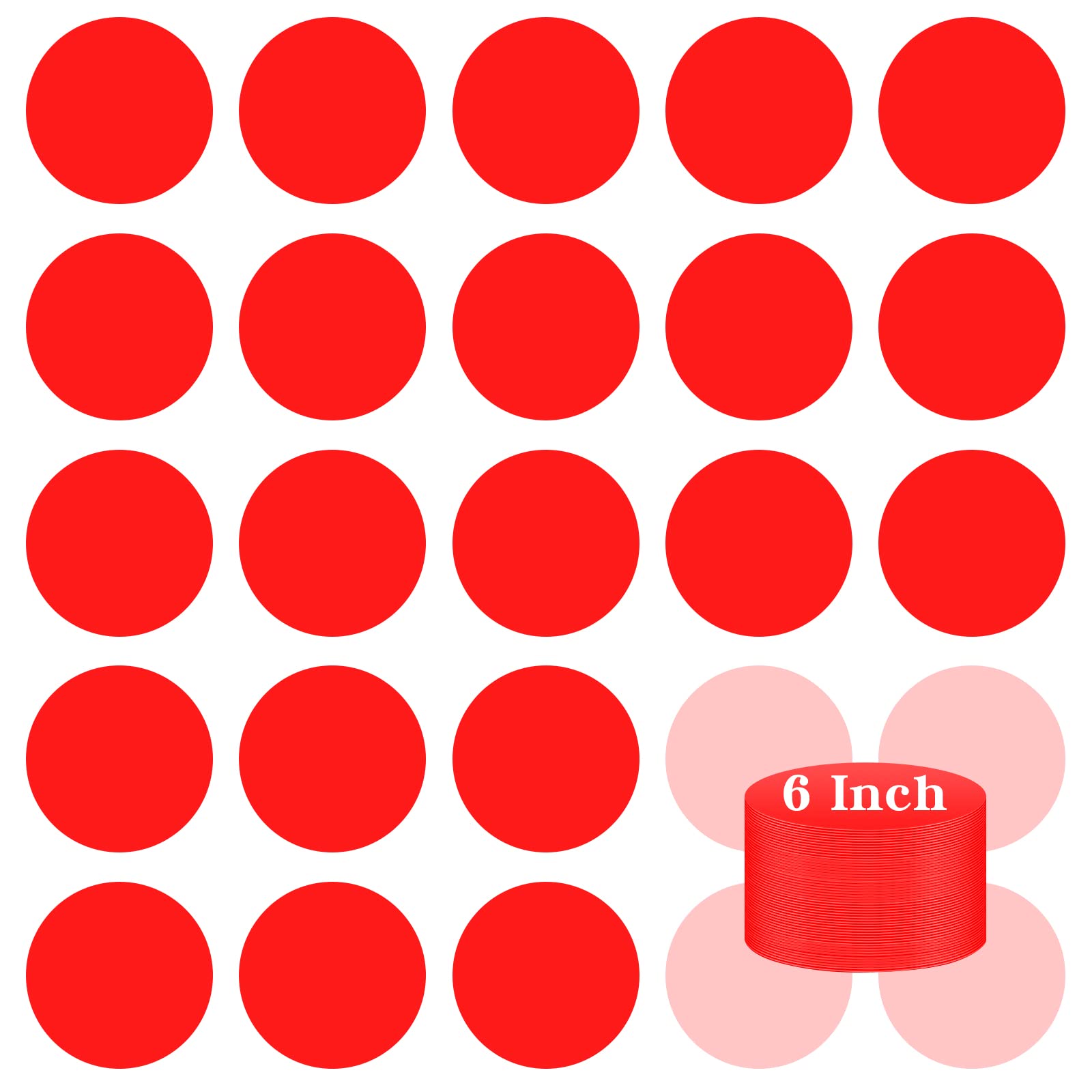 Photo 1 of IKAYAS Classroom Floor Dots - 6 Inch Vinly Floor Stickers, 36 Pcs Red Waterproof Adhesive Dots for Preschool & Kindergarten