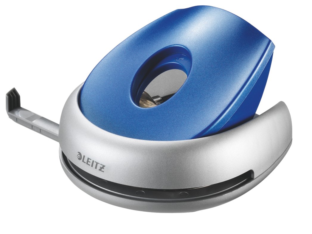 Leitz Hole Punch, 25 Sheets, Guide Bar with Format Markings, Plastic, Allura Range, 50090033 - Crystal Blue