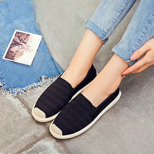 Women's Black Mesh Slip On Loafer Casual Flats Walking Espadrille Sneakers