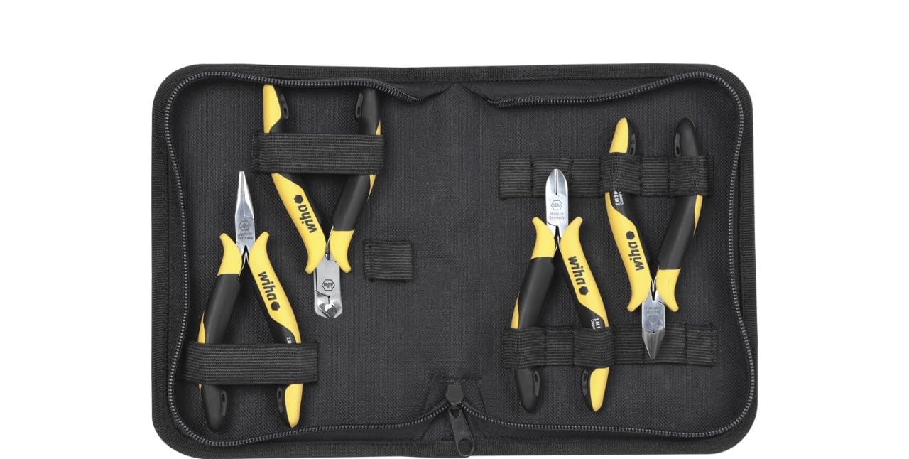 Wiha Professional ESD Multitool Kit – 5‑piece Pliers Set with Storage Bag (33507)