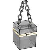 uxcell Women Acrylic Clear Clutch Purses Square Evening Handbag Box Purse for Wedding Prom Party, Black/Gold