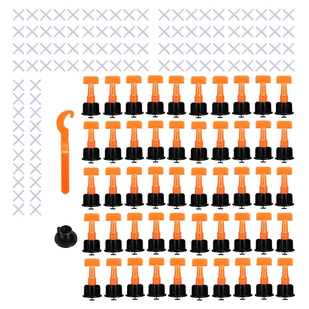 Stroagymoon 50 Set Tile Leveling System Kit with Tile Leveler & Special Wrenches & 2mm Tile Spacers Easy Install