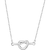 AeraVida Sterling Silver Love Knot Pendant Necklace | Minimalist .925 Heart Symbol Jewelry on Adjustable Cable Chain 18" | Lightweight Polished Silver Gift for Women and Friends | Romantic Jewelry Idea