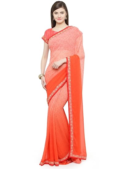 Peach Georgette Embellished Saree (ANSHIKA12003SSSR01T_Peach)