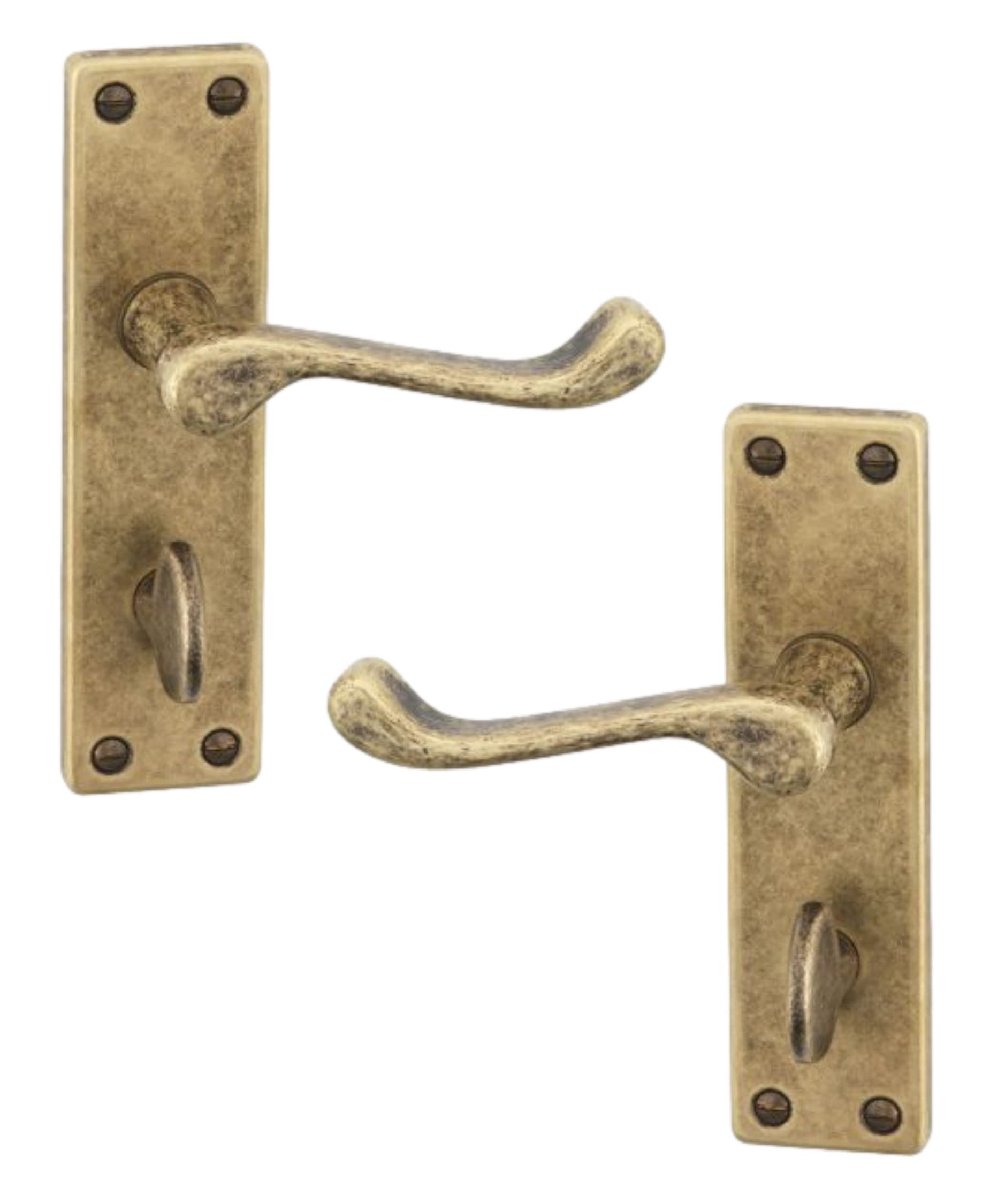 URFIC 14-100-325-AB Victorian Scroll Antique Copper Bathroom Door Handle Set