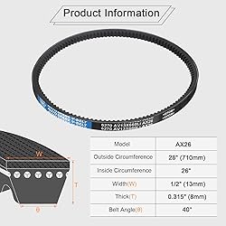 uxcell 2Pcs AX26 EPDM V-Belt, Raw Edge Cogged