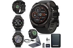 CERTIFIED BRANDS Garmin Fenix 8 Premium Multisport GPS Solar Smartwatch, 51 mm, Sapphire | AMOLED, Dive-Rated, Built-in Flashlight | Carbon Gray DLC Titanium with Pebble Gray Band with Signature Series Charging Stand