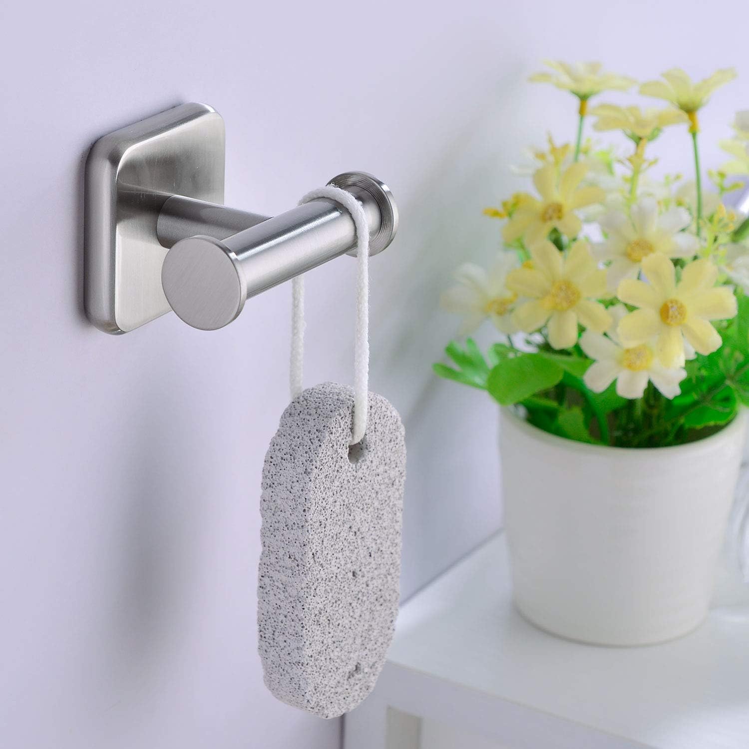 HANEBATH 4-Piece Bathroom Hardware Accessories Set Complete, Brushed Nickel, Wall Mounted Towel Bar, Towel Ring, Toilet Paper Roll Holder, Robe Hook: Home & Kitchen