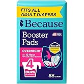 Because Overnight Booster Pads Fit All Adult Diapers, Helps Keep Your Adult Diaper Active All Night, Adds 4 Cups to Incontinence Underwear, Extra Absorbency, 88 Count