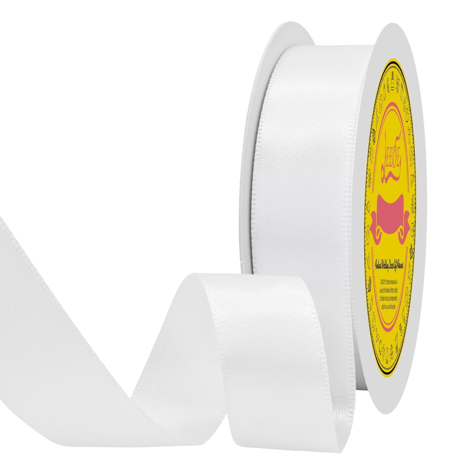 Photo 1 of LEEQE Double Face White Satin Ribbon 7/8 inch X 25 Yards Polyester White Ribbon for Gift Wrapping Very Suitable for Weddings Party Hair Bow Invitation Decorations