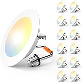 Amico Recessed Lighting 4 Inch, 12 Pack 5CCT Flat LED Can Lights, 2700K/3000K/4000K/5000K/6000K Selectable, 7W=60W, 700LM Brightness, Retrofit Installation - ETL & FCC, White