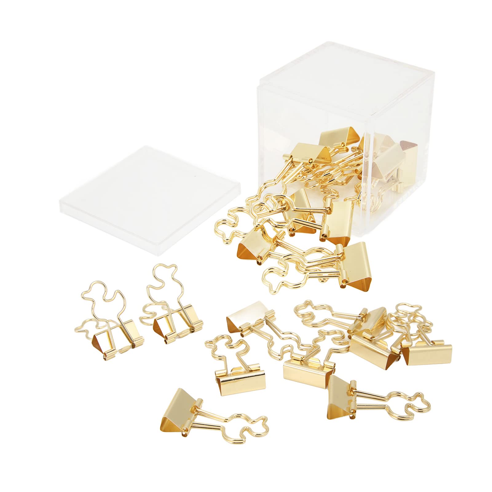 Binder Clips Foldback Clips 20Pcs Paper Clips Metal Little Duck Binder Paper Clamps for Paperwork, Office, School Supplies(Gold)