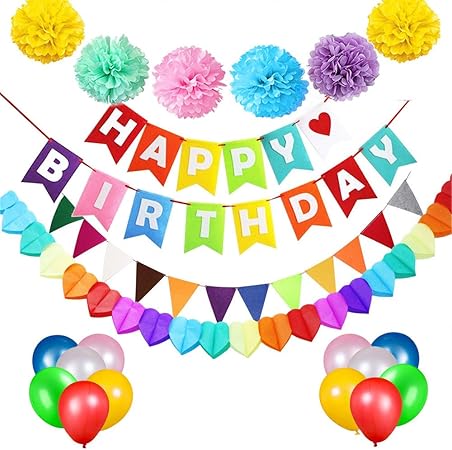 Guirlande 15 Latex Ballons Happy Birthday Banderole Banniere Guirlande Anniversaire Fetes Pour Anniversaire Mariage Douche De Bebe 6 Pompons Fleur Decorations Danniversaire De Fete Bannieres Cuisine Maison Zwembaddebeemd Nl