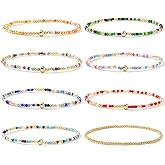 SHINUS BOHO Colorful 14K Gold Beaded Stack Bracelets for Women,Stackable Stretch Trendy Ball Jewelry Gift Accessories