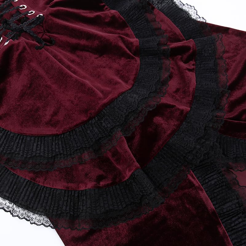 TSMNZMU Womens Gothic Velvet Corset Dress - Vintage Fairy Lolita Punk Grunge Long Goth Emo Alt Halter Dress