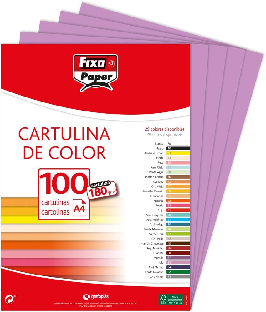 Fixo 11110435 - Pack of 100 Card, A4, Purple, Violet