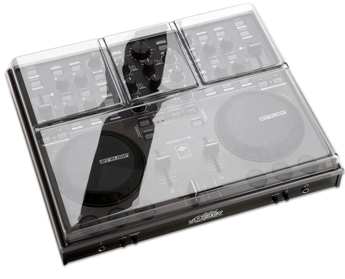 Decksaver Cover for Reloop Digital Jockey 2 - Super-Durable Polycarbonate lid in Unique Smoked Clear Colour, Made in The UK - The DJs' Choice for Unbeatable Protection