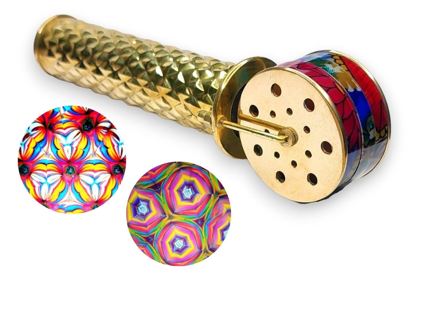 ANTIQLICIOUS The Triple Wheel Brass Kaleidoscope – A Fusion of Elegance and Art with Ever-Changing Visual Patterns – Handcrafted Decorative Kaleidoscope for Adults