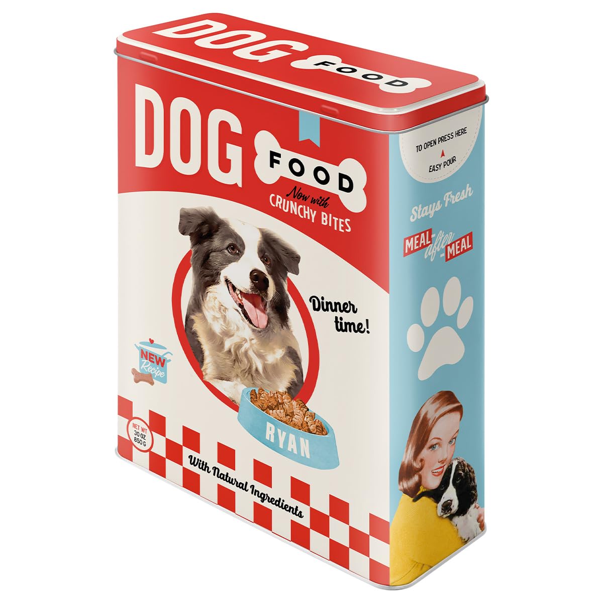 Nostalgic-Art 30325 Animal Club Dog Food Storage Tin XL