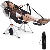 KingCamp Hammock Chair with Footrest, Heavy Duty Swinging Chairs 400lbs | Folding Hammock Camping Chair, Oversized Rocking Chair with Cup Holder, Portable Camp Chairs for Outdoor Beach Lawn RV Sports