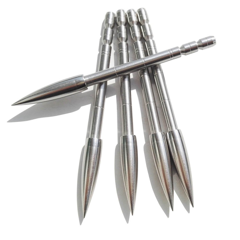 ZSHJG 12PCS Archery Arrowhead 120 Grain Insert Field Bullet Points Stainless Steel Broadheads Screw in Arrow Tips for ID 4.2mm Carbon Arrow Shaft Targeting Practice for Compound Bow Recurve Bow