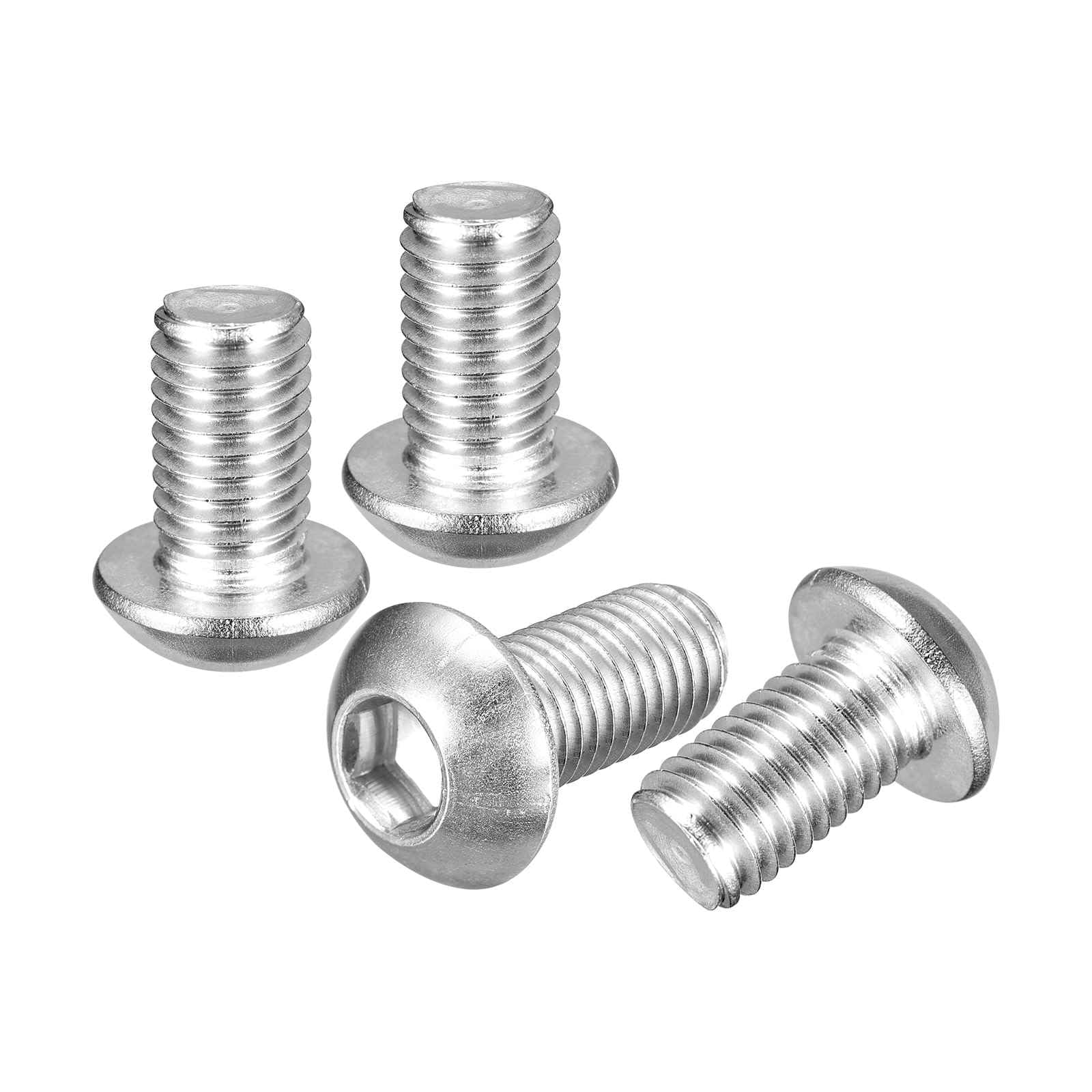 DTGN M12-1.75x25mm Button Head Socket Cap Screws - 4Pack - Good for Road Bicycle, Mountain Bike, Auto, Motorcycle - 304 Stainless Steel Whitewashed - Hex Socket Drive Fasteners