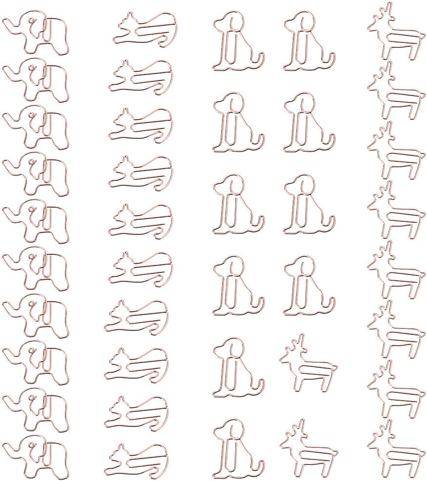 Cute Shapes Paper Clips CHEPL 40 Pcs Small Paperclips Metal Animal Decorative Paperclips for Student Office School Home (4 Styles Animal)