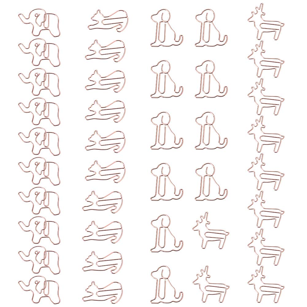 Cute Shapes Paper Clips CHEPL 40 Pcs Small Paperclips Metal Animal Decorative Paperclips for Student Office School Home (4 Styles Animal)