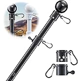 Flag Pole for Outside House - 5ft Heavy Duty Stainless Steel Flag Pole Kit, Tangle Free Spinning Flagpole Holder For Outdoor Porch Residential Decoration - Black