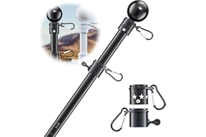 COGARDENSHOWER Flag Pole for Outside House - 5ft Heavy Duty Stainless Steel Flag Pole Kit, Tangle Free Spinning Flagpole Holder For Outdoor Porch Residential Decoration - Black