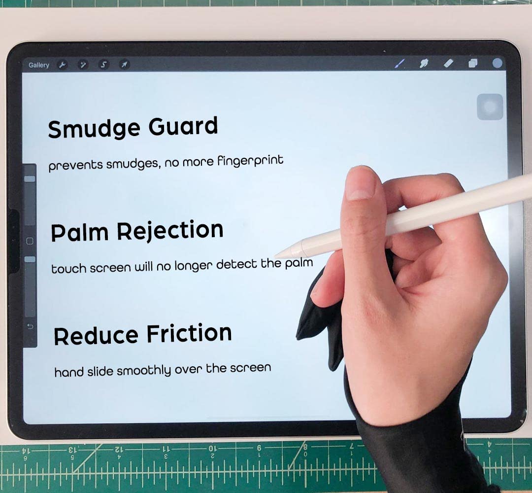 AKX Artist Glove, Palm Rejection Drawing Glove for Graphic Tablet, iPad - Smudge Guard, 2-Finger, Good for Left and Right Hand (Black, Medium, 2 Pack)