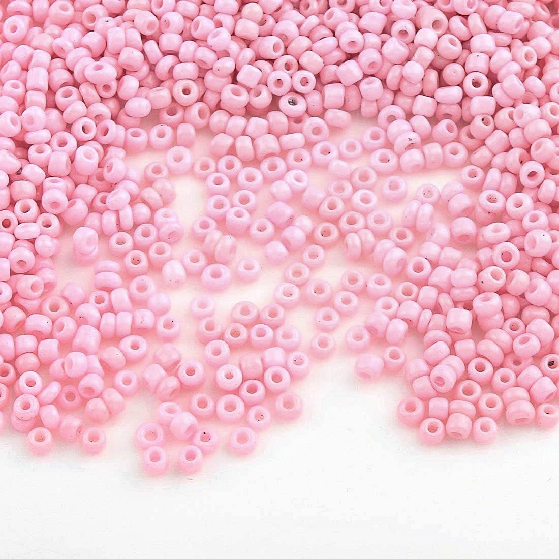 6500 Glass Seed Beads Opaque Matt 11/0 Pony Beads Opaque Seed Beads 2 mm Seed Beads Choice of Colours (Pink)