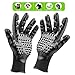 Pet Grooming Glove: Cat, Horse & Dog Deshedding Gloves Soft Rounded Nubs & Adjustable Wrist Strap – Pair Flexible Brush Mitts Shedding, Bathing, Massaging & Hair Removal (Black)